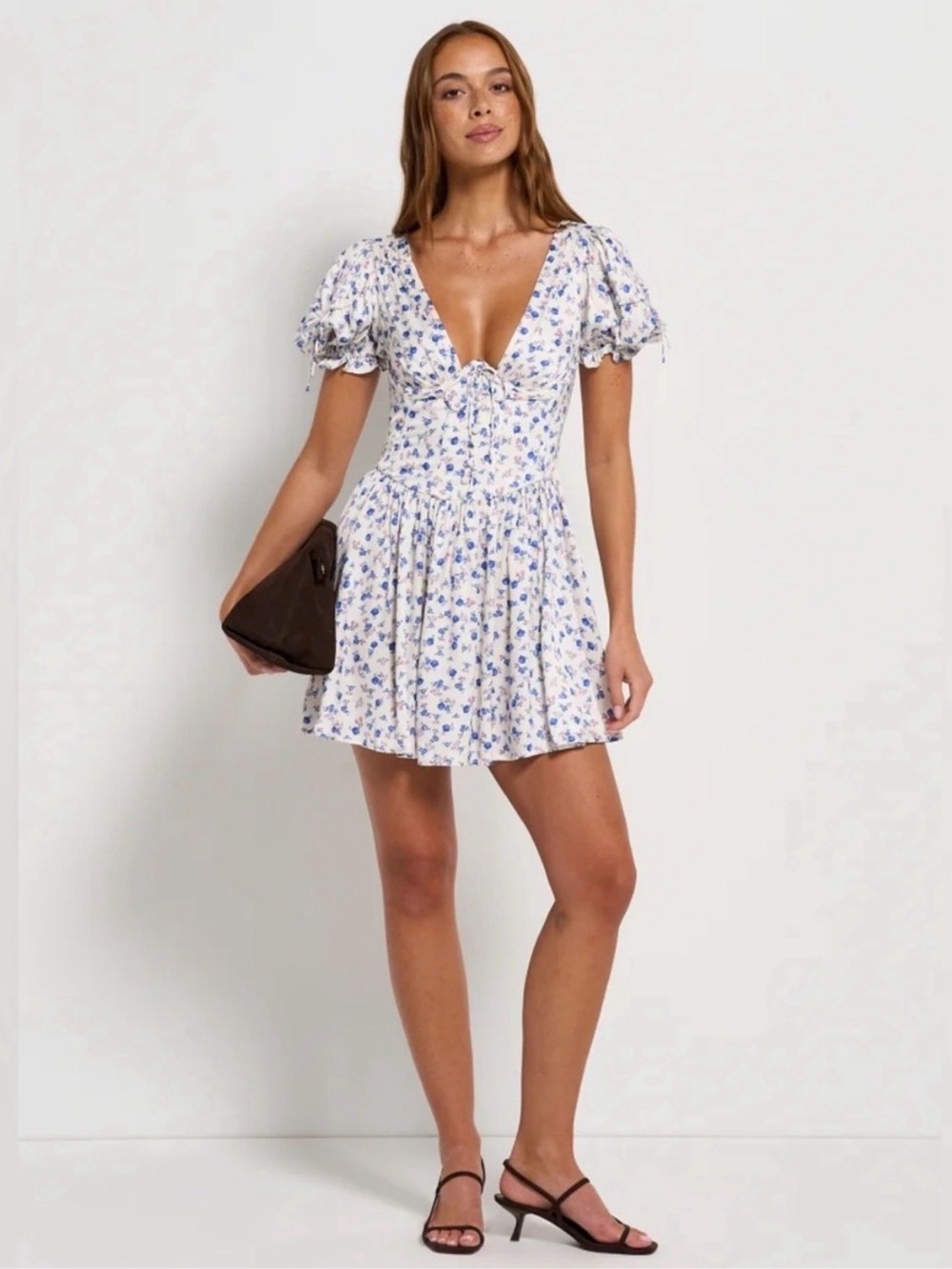 New! For Love & Lemons Paulina Puff Sleeve Dress Size Medium 34308